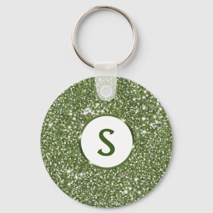 Porte-clés Parties scintillant Vert Faux Texture Et Monogramm
