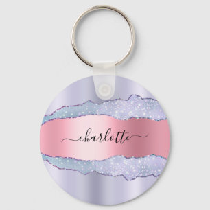 Porte-clés Parties scintillant violet rose pâle marbre rose