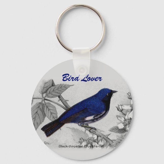 Porte-clés Paruline bleue à gorge noire personnalisable (Recto)