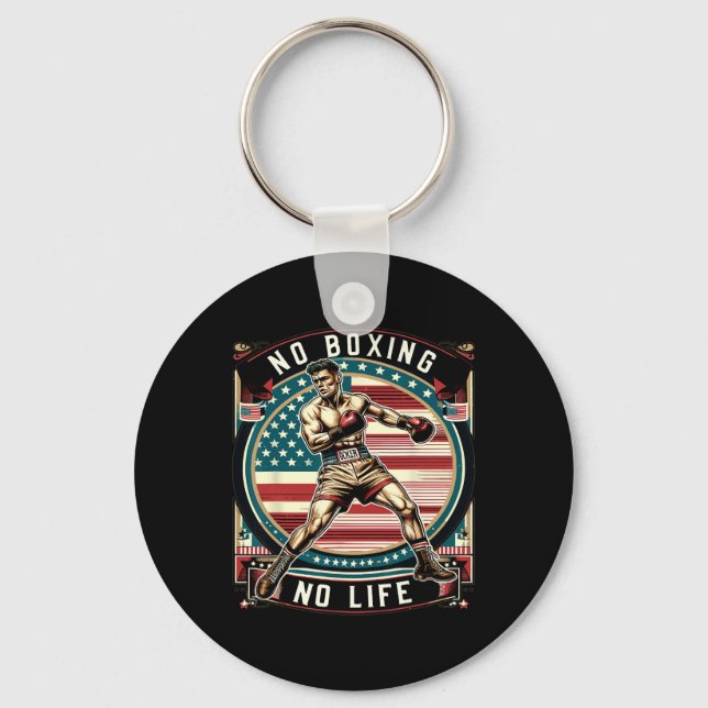 Porte-clés Pas de boxe Pas de vie Homme Américain Boxe (Recto)
