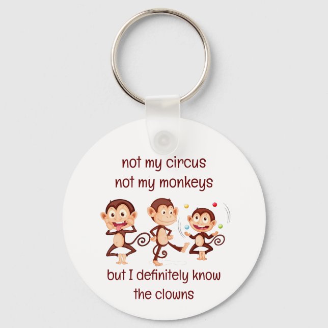 Porte-clés Pas mes singes Pas mon Cirque Citation Inspirante (Recto)