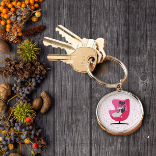 Porte-clés Passez Mid Century Chats Pin Pois