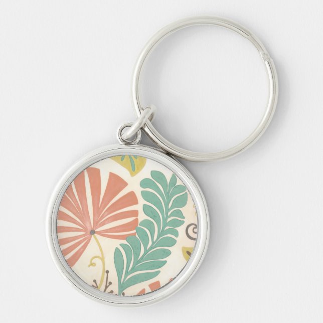 Porte-clés Pastel Floral Vines et Feuilles sur Arrière - plan (Devant)