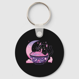 Porte-clés Pastel Goth Esthétique Kawaii Chat Manger Ramen No