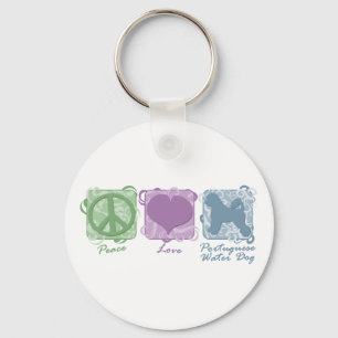 Porte-clés Pastel Peace, Love, and Portuguese Water Dogs