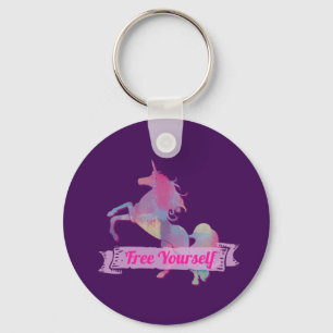 Porte-clés Pastel rose Abstrait Unicorne Silhouette