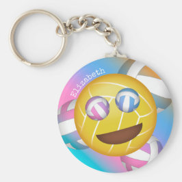 Porte-clés pastels arc-en-ciel mignon souriant visage volleyb