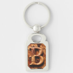 Porte-clés Patchwork de cuir texturé Monogramme « B »