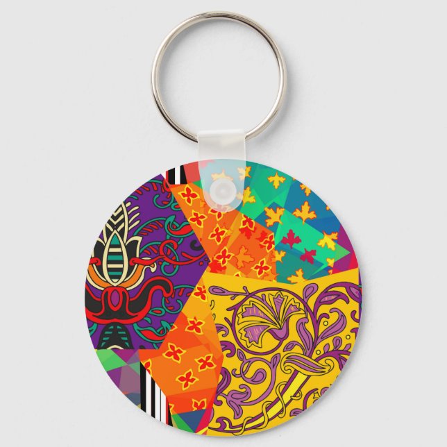 Porte-clés Patchwork indien turc festier Mandala (Recto)