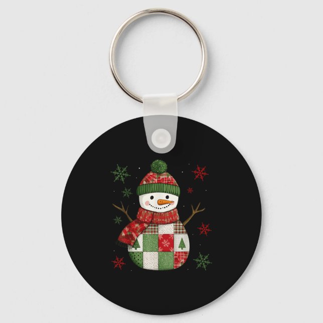 Porte-clés Patchwork Snowman Retro Funny Christmas Snowman Ho (Recto)