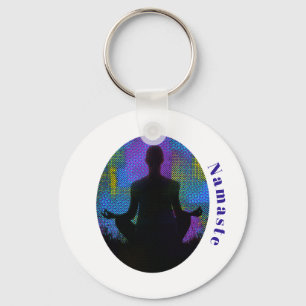 Porte-clés Patchwork Spirituel Assis Yoga Pose Namaste