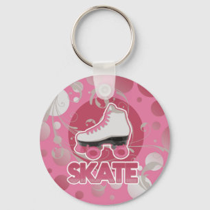 Porte-clés Patinage à rouleaux à bulles roses, patinage