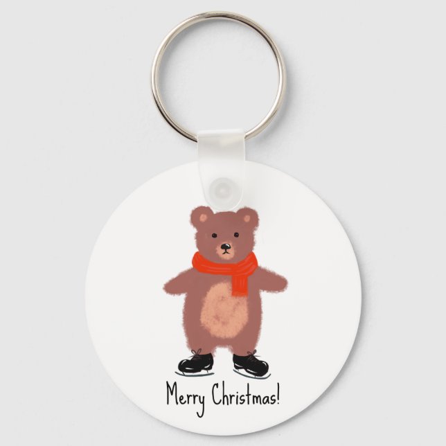 Porte-clés Patinage drôle d'ours (Recto)