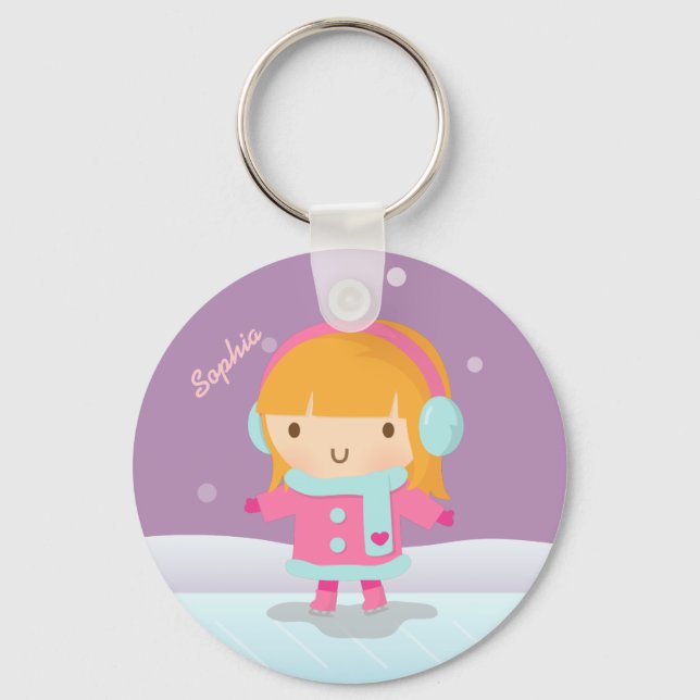 Porte-clés Patineuse De Glace Pour Enfants (Recto)