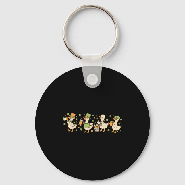 Porte-clés Patricks Day,funny Goose, Shamrock, Beer Gift Tee  (Recto)