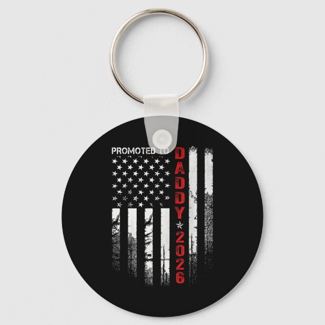 Porte-clés Patriotic Dad 2026 Promoted To Daddy Est 2026 New  (Recto)