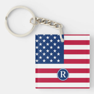 Porte-clés Patriotique Américain Rouge Bleu bleu Personnalisé