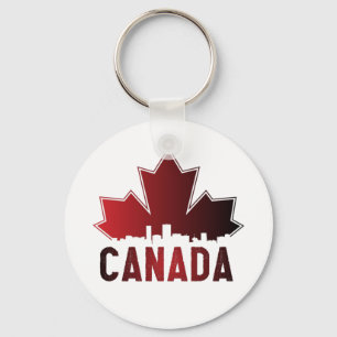Porte-clés Patriotique de feuille d'érable rayée du Canada