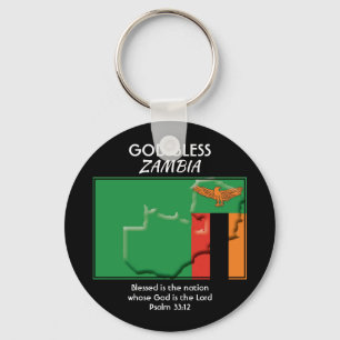 Porte-clés Patriotique Dieu béni ZAMBIA FLAG