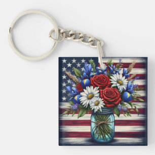 Porte-clés Patriotique, floral en détresse