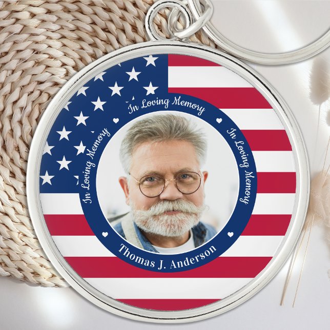Porte-clés Patriotique Memorial American Flag Photo personnal (Créateur téléchargé)