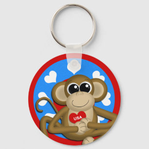 Porte-clés Patriotique USA Monkey Porte - clé de base