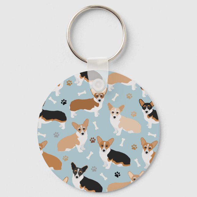 Porte-clés Patrouilles et os de Chiens de Corgi (Recto)