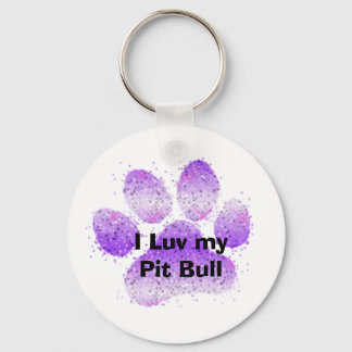 Porte-clés patte violette, I Luv my Pit Bull