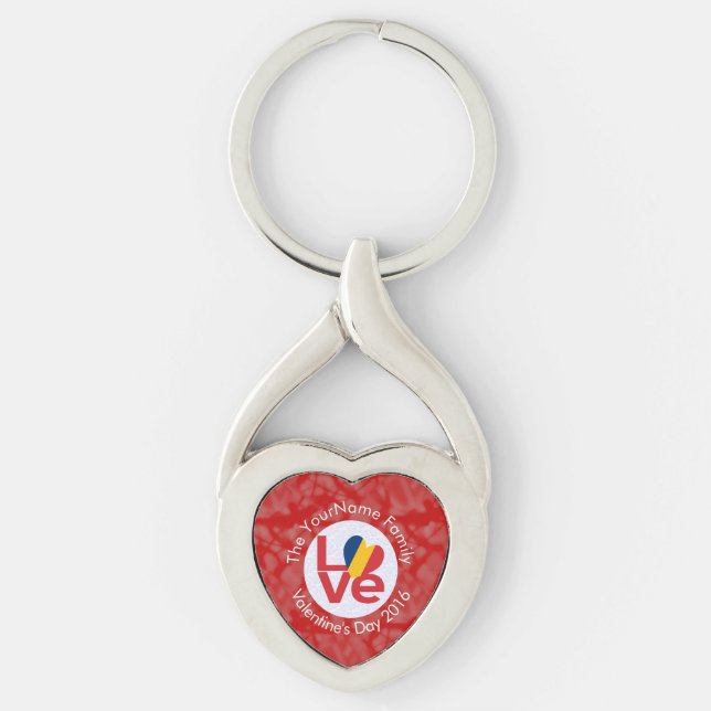 Porte-clés Pavillon Chad Red LOVE Personnalisé (Devant)