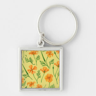 Porte-clés Pavot de Californie, fleurs d'été, orange wil