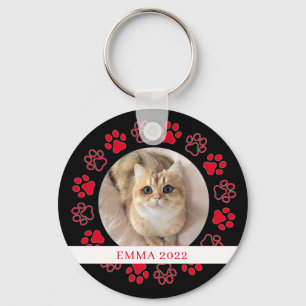 Porte-clés Paw Paw Custom Cat Photo Cerise
