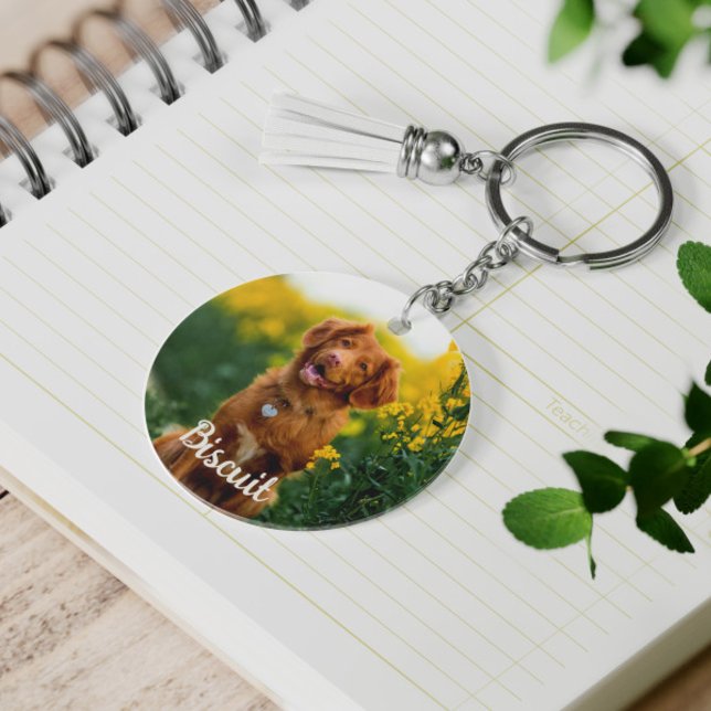 Porte-clés Paw Print Cookies Light Blue Pattern Monogram (Créateur téléchargé)