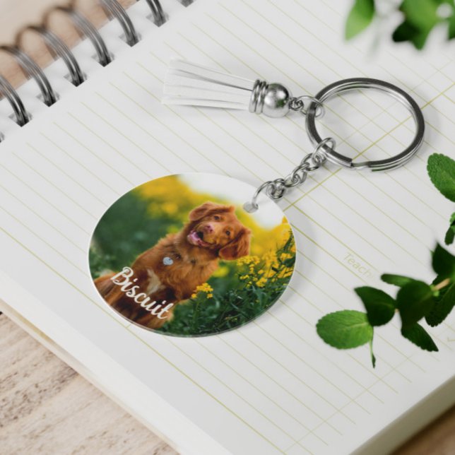 Porte-clés Paw Print Cookies Light Pink Pattern Monogram (Créateur téléchargé)