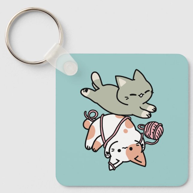 Porte-clés Paws and Play – Adorable Cat Illustration (Recto)