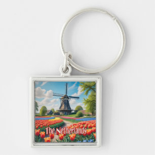 Porte-clés Pays-Bas Windmill & Tulips