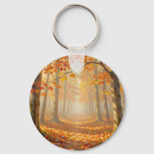 Porte-clés Paysage artistique de chemin forestier automnal