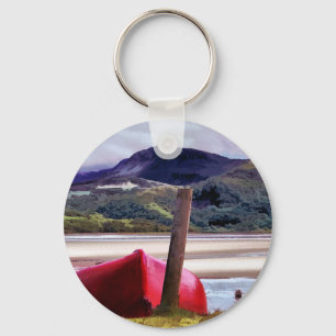 PORTE-CLÉS PAYSAGE DE BATEAU ET DE MONTAGNE