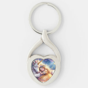 Porte-clés Paysage de rêve de licorne de fille endormie