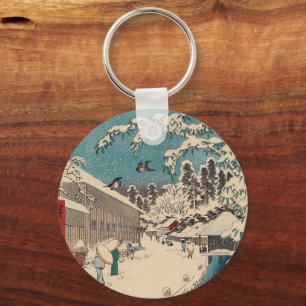 Porte-clés Paysage hivernal d'Hiroshige japon ukiyo-e antique