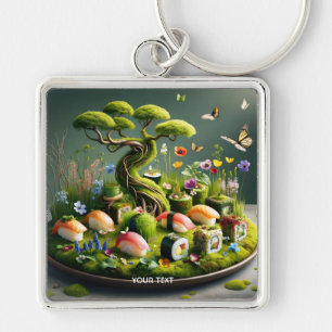 Porte-clés Paysage japonais de sushi mignon fantastique