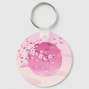Porte-clés Paysage japonais des fleurs de cerisiers