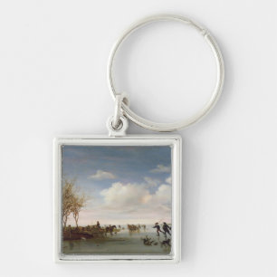 Porte-clés Paysage néerlandais avec des patineurs