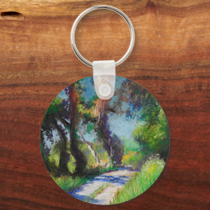 Porte-clés Paysage pastel d'oliveraie ensoleillée