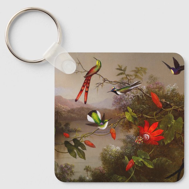 Porte-clés Paysage tropical avec dix colibris (Recto)