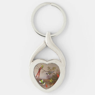 Porte-clés Paysage tropical avec dix colibris