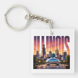 Porte-clés Paysage urbain d'Illinois Chicago Rivage de la vil