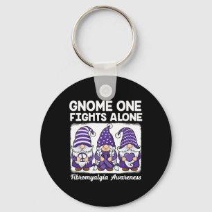 Porte-clés Peace Hope Love Gnomes Purple Ribbon Fibromyalgia