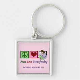 Porte-clés Peace Love allaitement Lactation Consultant Pink