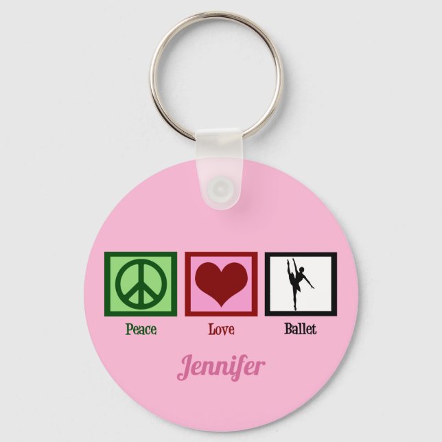 Porte-clés Peace Love Ballet Cute Rose Ballerina Monogramme (Recto)