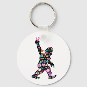 Porte-clés Peace Love Bigfoot Hippie Funny Bigfoot Lover